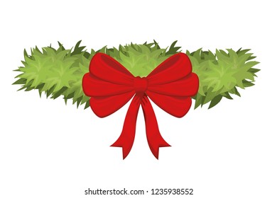 garland with bow isolated icon