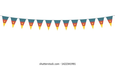 Garland with Cameroon pennants on a white background 