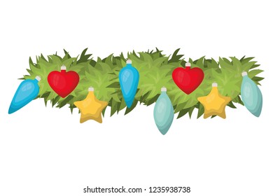 garland with christmas balls isolated icon