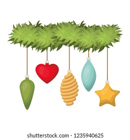 garland with christmas balls isolated icon