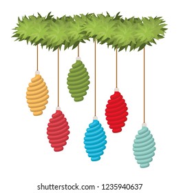 garland with christmas balls isolated icon