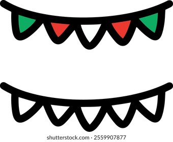 Garland. Christmas concept. Simple icons, characters, clipart with bold black lines. Vector.	

