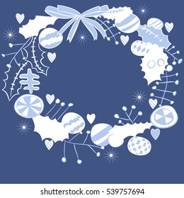 Garland with Christmas  patterns. Hand drawn.