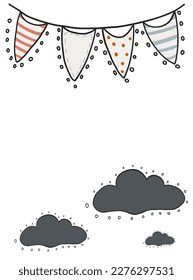 Garland and clouds banner border for text