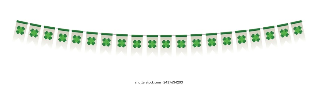 Garland with clover leaves on white background. St. Patrick's Da