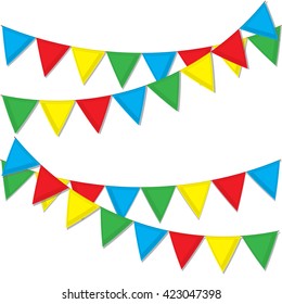 Garland of colored flags. Festive flags for decoration. Vector illustration.