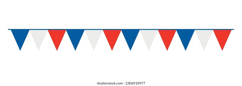 Garland in colors French flag white background