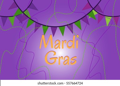 Garland of colour flags and bead. Mardi Gras