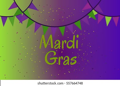 Garland of colour flags and confetti. Mardi Gras
