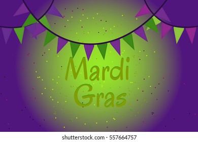 Garland of colour flags and confetti. Mardi Gras