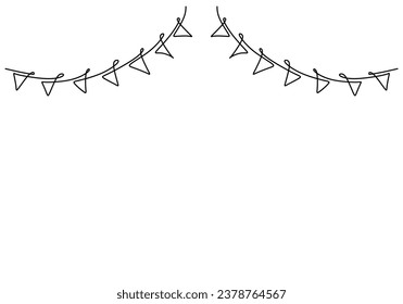 Garland continuous line drawing. Vector illustration isolated on white background. Minimalist design handdrawn.