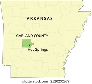 Garland County and city of Hot Springs location on Arkansas state map