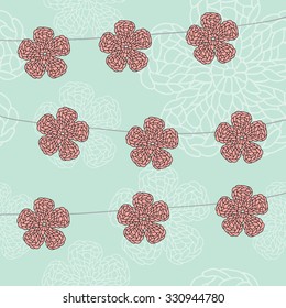 Garland of crochet flowers.