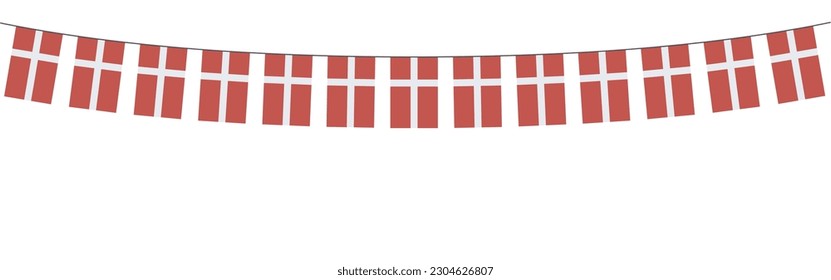 Garland with Danish pennants on a white background 