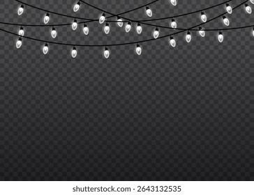 Garland design with illuminated lamps decor element colorful holiday eve celebration illustration glow isolated border christmas happy event decorative art lamp season painting glitter