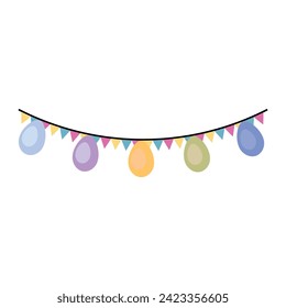 Garland for Easter celebration on white background