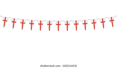 Garland with English pennants on a white background 