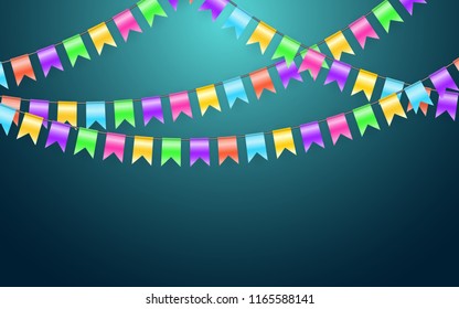 Garland flag in party and enjoyment concept. Celebration background template. Vector illustration.