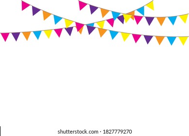 Garland of flags for birthday. Party triangular banners. Background for the holiday. Vector illustration.