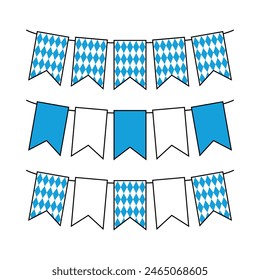 A garland of flags in the colors of the Oktoberfest holiday. A traditional German beer festival. Vector illustration isolated on a white background for design and web.