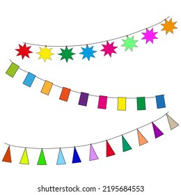 garland flags. Happy birthday. Party decoration. Vector illustration. stock image.
