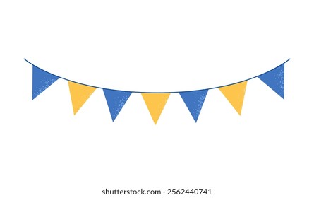 Garland with flags for Happy Hanukkah. Flat vector illustration isolated on white background.