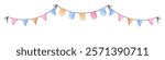 Garland of flags for holiday decoration. Vector illustration in watercolor style, isolated