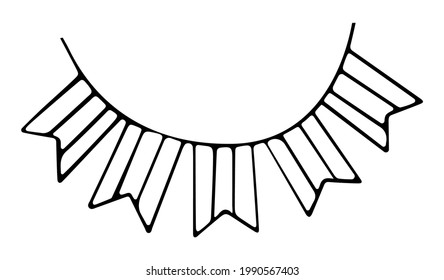 Garland with flags isolated on a white background. Bastille Day concept.