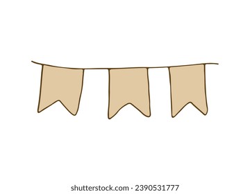 garland of flags on a cord. Retro garland flat isolated on white background. Carnival, birthday, holiday. Vector illustration