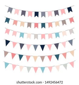 Garland flags. Printable template flags. Happy Birthday vector illustration