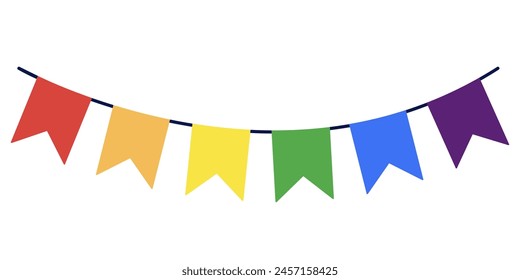 Garland of flags in rainbow colors. Pride month LGBT concept