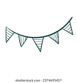 garland of flags vector sketch simple doodle hand drawn line illustration isolated abstract sign symbol clip art