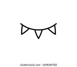 Icono plano de Garland. Señales de línea delgada para el logotipo de diseño, tarjeta de visita, etc. Símbolo único de esquema de alta calidad para diseño web o aplicación móvil. Pictograma del contorno de tierras de cultivo.