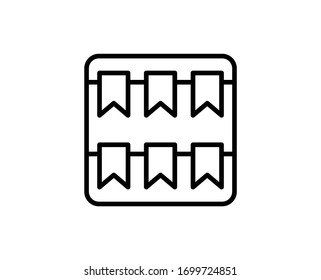 Icono plano de Garland. Señales de línea delgada para el logotipo de diseño, tarjeta de visita, etc. Símbolo único de esquema de alta calidad para diseño web o aplicación móvil. Pictograma del contorno de tierras de cultivo.
