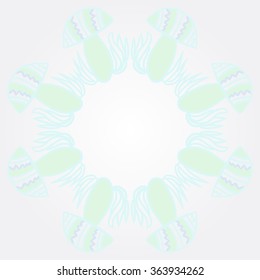 Garland of floral circular pattern, doodles,  mushrooms, zigzag,spots, hole. Hand drawn.