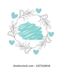 garland with flowers and heart isolated icon