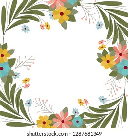 garland with flowers and leafs isolated icon
