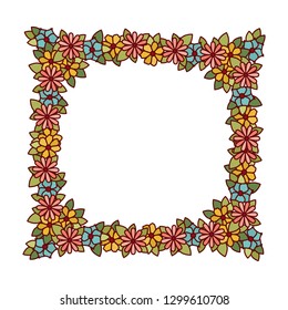 garland with flowers and leafs isolated icon