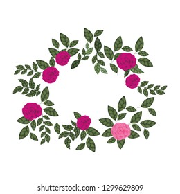 garland with flowers and leafs isolated icon