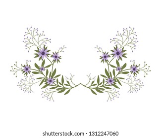 garland with flowers and leafs isolated icon