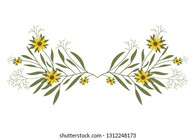 garland with flowers and leafs isolated icon
