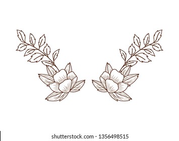 garland with flowers and leafs isolated icon