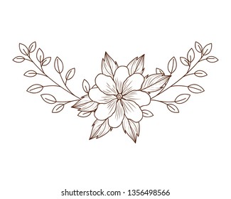 garland with flowers and leafs isolated icon