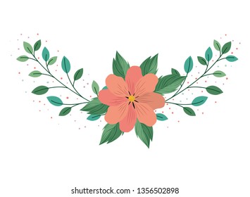 garland with flowers and leafs isolated icon