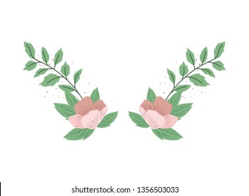 garland with flowers and leafs isolated icon