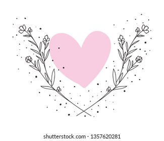 garland with flowers and leafs isolated icon