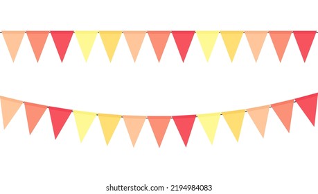 Garland in the form of flags for a party on a white background. Vector illustration