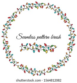 Garland frame drawn by hand. Endless seamless pattern vector brush. for the decor of frames, borders and the design of cards, invitations, business cards