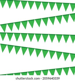 Garland de banderas verdes. Ilustración del vector