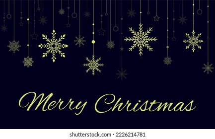 Garland of hanging snowflakes in flat style, banner with snowflakes for winter holidays. Merry Christmas.